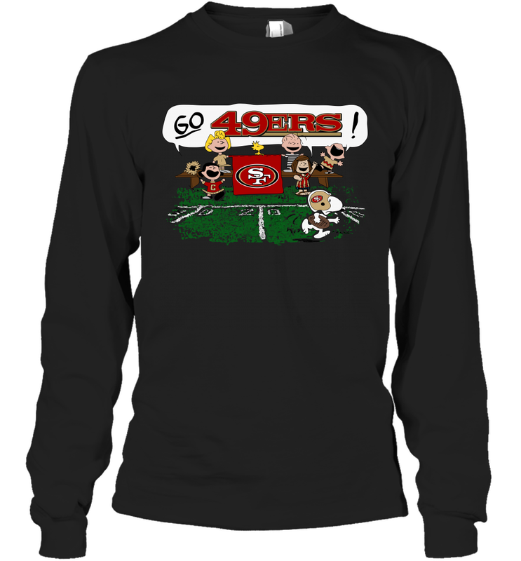 The Peanuts Cheering Go Snoopy San Francisco 49ers Long Sleeve T-Shirt - KnowlegdeTee The Peanuts Cheering Go Snoopy San Francisco 49ers Long Sleeve T-Shirt - KnowlegdeTee