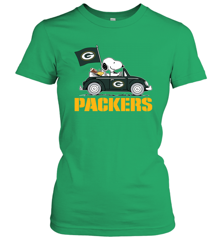Snoopy And Woodstock Ride The Green Bay Packers Car NFL Shirts Women's T-Shirt - KnowlegdeTee Snoopy And Woodstock Ride The Green Bay Packers Car NFL Shirts Women's T-Shirt - KnowlegdeTee