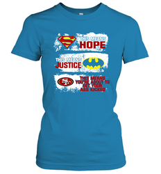 Superman Batman San Francisco 49ers Mean Kick Your Ass Women's T-Shirt - KnowlegdeTee Superman Batman San Francisco 49ers Mean Kick Your Ass Women's T-Shirt - KnowlegdeTee