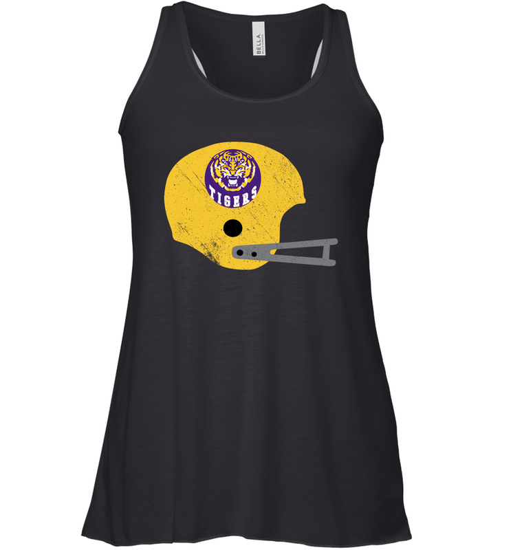 LSU TIGERS Helmet Vintage Scrub Racerback Tank - KnowlegdeTee LSU TIGERS Helmet Vintage Scrub Racerback Tank - KnowlegdeTee