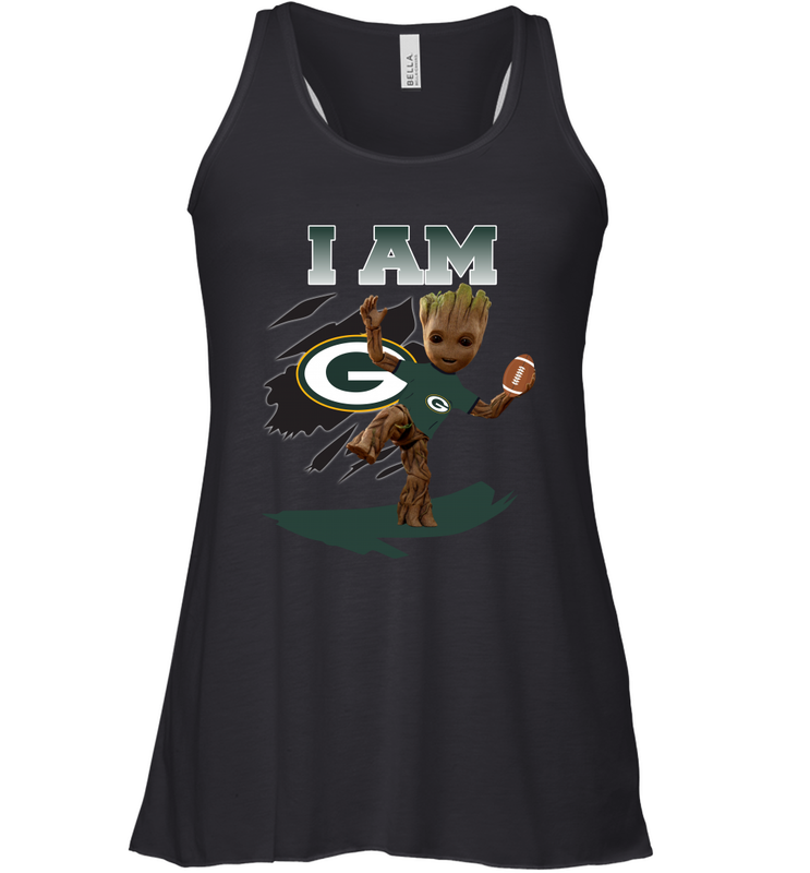 I am Green Bay Packers Groot Shirt For Fans Racerback Tank - KnowlegdeTee I am Green Bay Packers Groot Shirt For Fans Racerback Tank - KnowlegdeTee