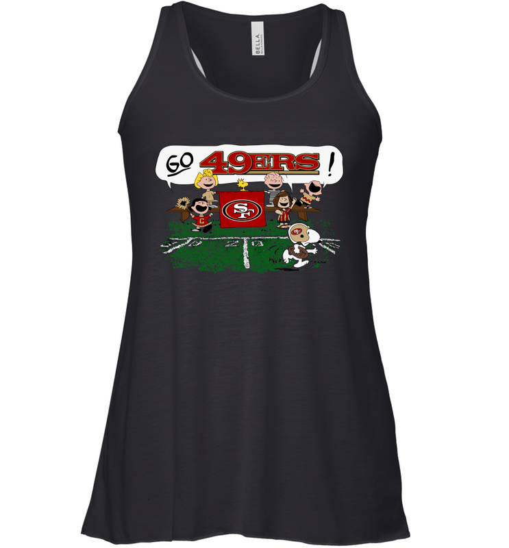 The Peanuts Cheering Go Snoopy San Francisco 49ers Racerback Tank - KnowlegdeTee The Peanuts Cheering Go Snoopy San Francisco 49ers Racerback Tank - KnowlegdeTee