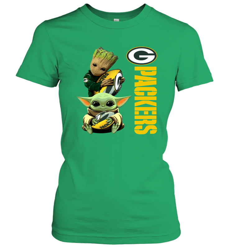 Baby Yoda And Groot Hug Green Bay Packers NFL Shirts Women's T-Shirt - KnowlegdeTee Baby Yoda And Groot Hug Green Bay Packers NFL Shirts Women's T-Shirt - KnowlegdeTee