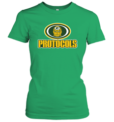 GREEN BAY Packers PROTOCOLS Star Wars Battle Mashup Logo Women's T-Shirt - KnowlegdeTee GREEN BAY Packers PROTOCOLS Star Wars Battle Mashup Logo Women's T-Shirt - KnowlegdeTee