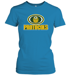 GREEN BAY Packers PROTOCOLS Star Wars Battle Mashup Logo Women's T-Shirt - KnowlegdeTee GREEN BAY Packers PROTOCOLS Star Wars Battle Mashup Logo Women's T-Shirt - KnowlegdeTee