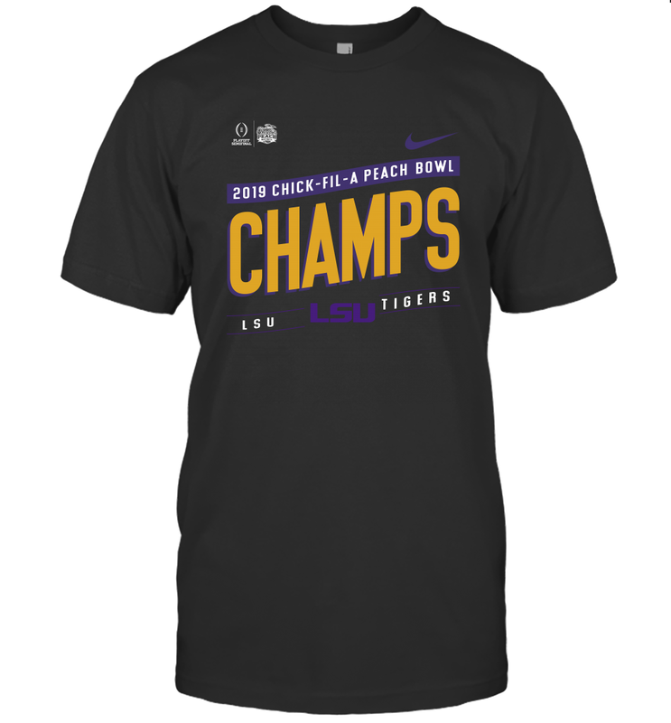 LSU Tigers College Football Playoff 2019 Peach Bowl Champions Locker Room T-Shirt - KnowlegdeTee LSU Tigers College Football Playoff 2019 Peach Bowl Champions Locker Room T-Shirt - KnowlegdeTee