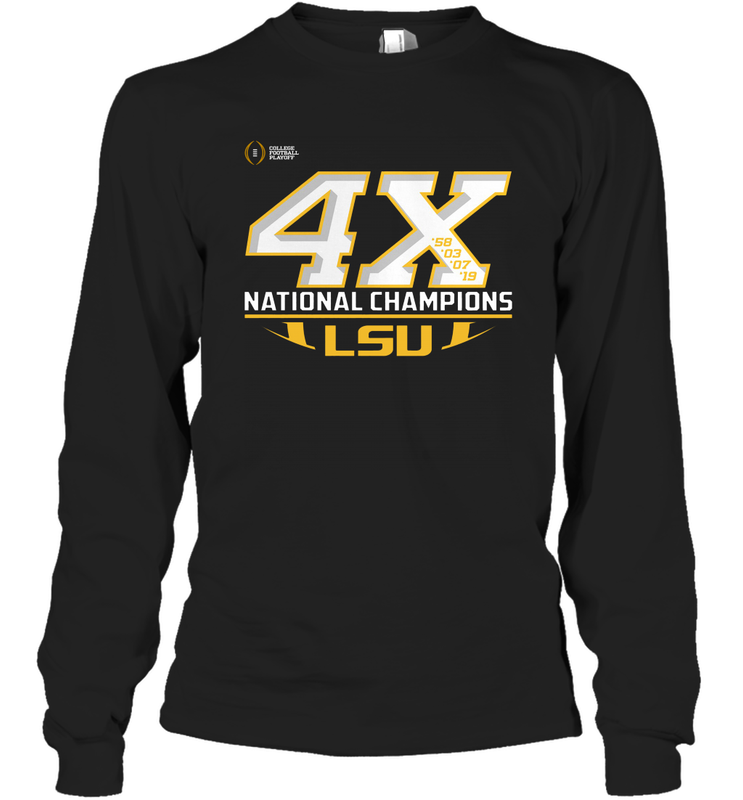 LSU Tigers 4 Time Football National Champions Reverse Long Sleeve T-Shirt - KnowlegdeTee LSU Tigers 4 Time Football National Champions Reverse Long Sleeve T-Shirt - KnowlegdeTee