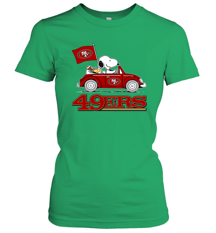 Snoopy And Woodstock Ride The San Francisco 49ers Car NFL Shirts Women's T-Shirt - KnowlegdeTee Snoopy And Woodstock Ride The San Francisco 49ers Car NFL Shirts Women's T-Shirt - KnowlegdeTee