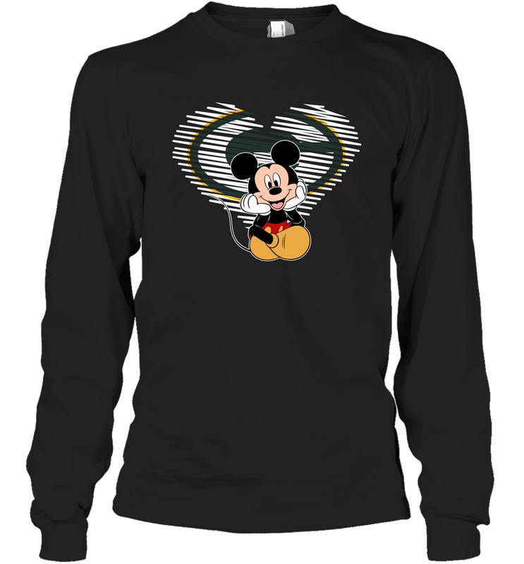 Green Bay Packers The Heart Mickey Mouse Disney Football Long Sleeve T-Shirt - KnowlegdeTee Green Bay Packers The Heart Mickey Mouse Disney Football Long Sleeve T-Shirt - KnowlegdeTee