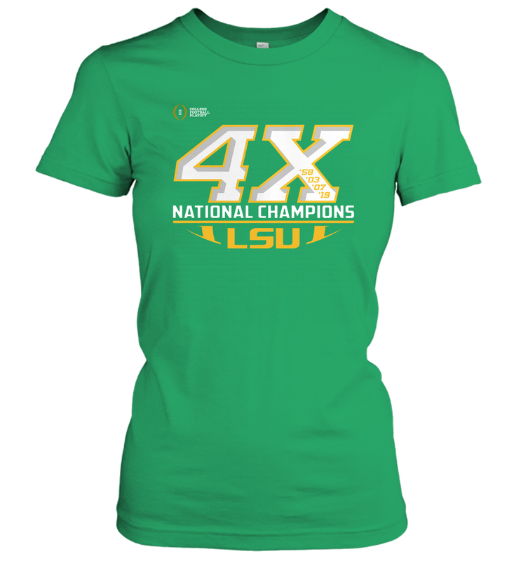 LSU Tigers 4 Time Football National Champions Reverse Women's T-Shirt - KnowlegdeTee LSU Tigers 4 Time Football National Champions Reverse Women's T-Shirt - KnowlegdeTee