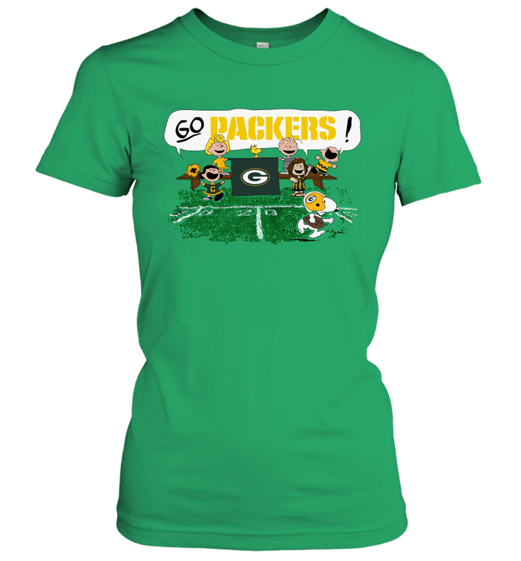 The Peanuts Cheering Go Snoopy Green Bay Packers Women's T-Shirt - KnowlegdeTee The Peanuts Cheering Go Snoopy Green Bay Packers Women's T-Shirt - KnowlegdeTee