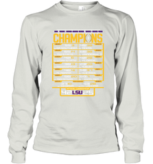 LSU Tigers College Football Playoff 2019 National Champions Schedule Fumble after Long Sleeve T-Shirt - KnowlegdeTee