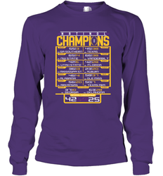 LSU Tigers College Football Playoff 2019 National Champions Schedule Fumble after Long Sleeve T-Shirt - KnowlegdeTee