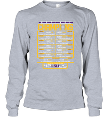 LSU Tigers College Football Playoff 2019 National Champions Schedule Fumble after Long Sleeve T-Shirt - KnowlegdeTee