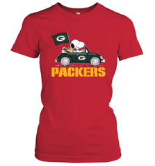 Snoopy And Woodstock Ride The Green Bay Packers Car NFL Shirts Women's T-Shirt - KnowlegdeTee