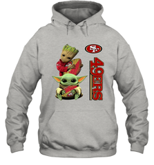 Baby Yoda And Groot Hug San Francisco 49ers NFL Shirts Hoodie - KnowlegdeTee