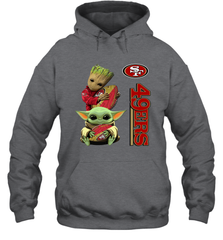 Baby Yoda And Groot Hug San Francisco 49ers NFL Shirts Hoodie - KnowlegdeTee