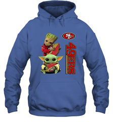 Baby Yoda And Groot Hug San Francisco 49ers NFL Shirts Hoodie - KnowlegdeTee