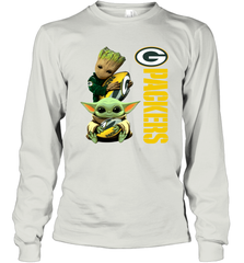 Baby Yoda And Groot Hug Green Bay Packers NFL Shirts Long Sleeve T-Shirt - KnowlegdeTee