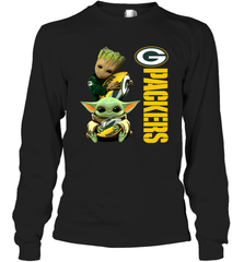 Baby Yoda And Groot Hug Green Bay Packers NFL Shirts Long Sleeve T-Shirt - KnowlegdeTee