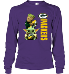 Baby Yoda And Groot Hug Green Bay Packers NFL Shirts Long Sleeve T-Shirt - KnowlegdeTee