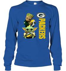 Baby Yoda And Groot Hug Green Bay Packers NFL Shirts Long Sleeve T-Shirt - KnowlegdeTee