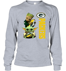 Baby Yoda And Groot Hug Green Bay Packers NFL Shirts Long Sleeve T-Shirt - KnowlegdeTee