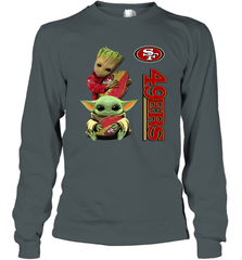 Baby Yoda And Groot Hug San Francisco 49ers NFL Shirts Long Sleeve T-Shirt - KnowlegdeTee