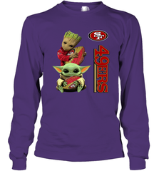 Baby Yoda And Groot Hug San Francisco 49ers NFL Shirts Long Sleeve T-Shirt - KnowlegdeTee