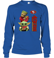 Baby Yoda And Groot Hug San Francisco 49ers NFL Shirts Long Sleeve T-Shirt - KnowlegdeTee