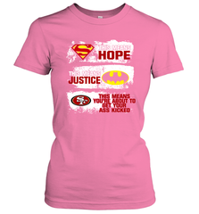Superman Batman San Francisco 49ers Mean Kick Your Ass Women's T-Shirt - KnowlegdeTee