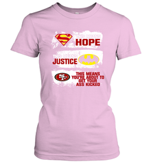 Superman Batman San Francisco 49ers Mean Kick Your Ass Women's T-Shirt - KnowlegdeTee
