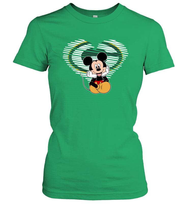 Green Bay Packers The Heart Mickey Mouse Disney Football Women's T-Shirt - KnowlegdeTee