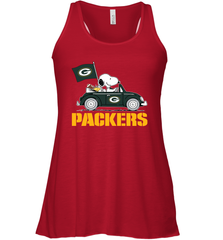 Snoopy And Woodstock Ride The Green Bay Packers Car NFL Shirts Racerback Tank - KnowlegdeTee