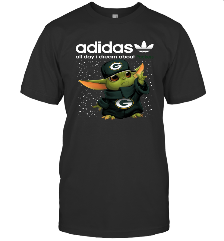 Baby Yoda Adidas All Day I Dream About Green Bay Packers NFL Shirts T-Shirt - KnowlegdeTee