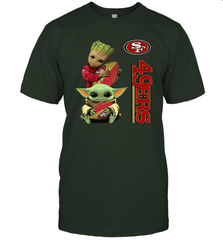 Baby Yoda And Groot Hug San Francisco 49ers NFL Shirts T-Shirt - KnowlegdeTee