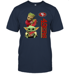 Baby Yoda And Groot Hug San Francisco 49ers NFL Shirts T-Shirt - KnowlegdeTee