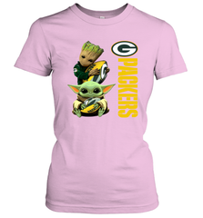 Baby Yoda And Groot Hug Green Bay Packers NFL Shirts Women's T-Shirt - KnowlegdeTee