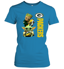 Baby Yoda And Groot Hug Green Bay Packers NFL Shirts Women's T-Shirt - KnowlegdeTee