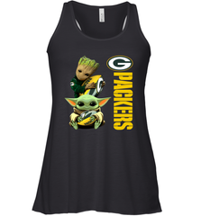 Baby Yoda And Groot Hug Green Bay Packers NFL Shirts Racerback Tank - KnowlegdeTee