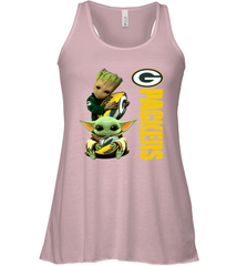 Baby Yoda And Groot Hug Green Bay Packers NFL Shirts Racerback Tank - KnowlegdeTee