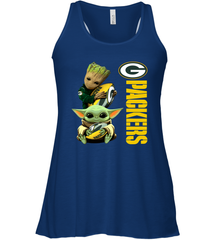 Baby Yoda And Groot Hug Green Bay Packers NFL Shirts Racerback Tank - KnowlegdeTee