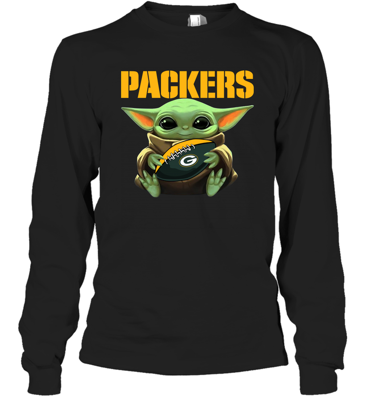 Baby Yoda Loves The Green Bay Packers Star Wars NFL Shirts Long Sleeve T-Shirt - KnowlegdeTee