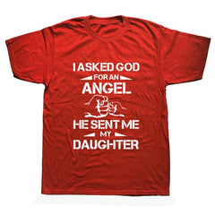 Fathers Day Dad Gift T Shirt Summer I Ask for An Angle He Sent Me My Daughter T-shirt Cotton Men Short Sleeve T Shirts - KnowlegdeTee