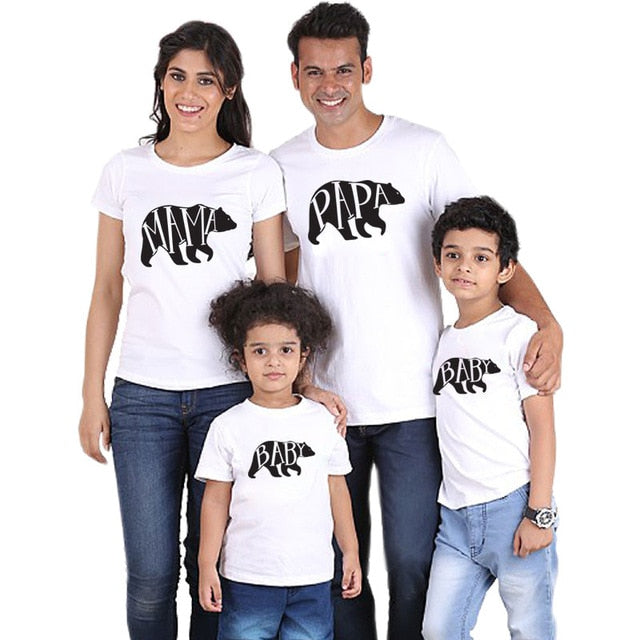 Mother daughter Mommy and me mum family matching outfits Daddy son fathers day kids clothes boys baby Bear Design cotton t shirt - KnowlegdeTee