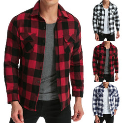 High Quality Hiphop Mens Shirts Lattice Long Sleeve Dress Shirt Turn Down Collar Chest Pockets Autumn Tee Hombre Camisas Clothes - KnowlegdeTee