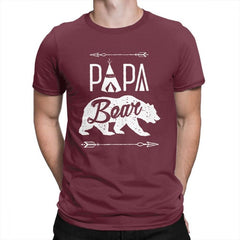 Papa Bear T-Shirt Dad Fathers Day Man T Shirt Funny Purified Cotton Short Sleeves Tees Crewneck T-Shirts New Clothes - KnowlegdeTee
