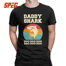 Daddy Shark Doo Doo Vintage Men's T Shirt Fathers Day Dad Funny Cotton Short Sleeve Tees O Neck T-Shirt Plus Size Clothes - KnowlegdeTee