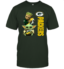 Baby Yoda And Groot Hug Green Bay Packers NFL Shirts T-Shirt - KnowlegdeTee