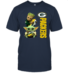 Baby Yoda And Groot Hug Green Bay Packers NFL Shirts T-Shirt - KnowlegdeTee